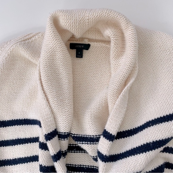 J.Crew Women's Cream Navy Blue Striped Open Front Cardigan Long Lined Size SMALL - Picture 5 of 10